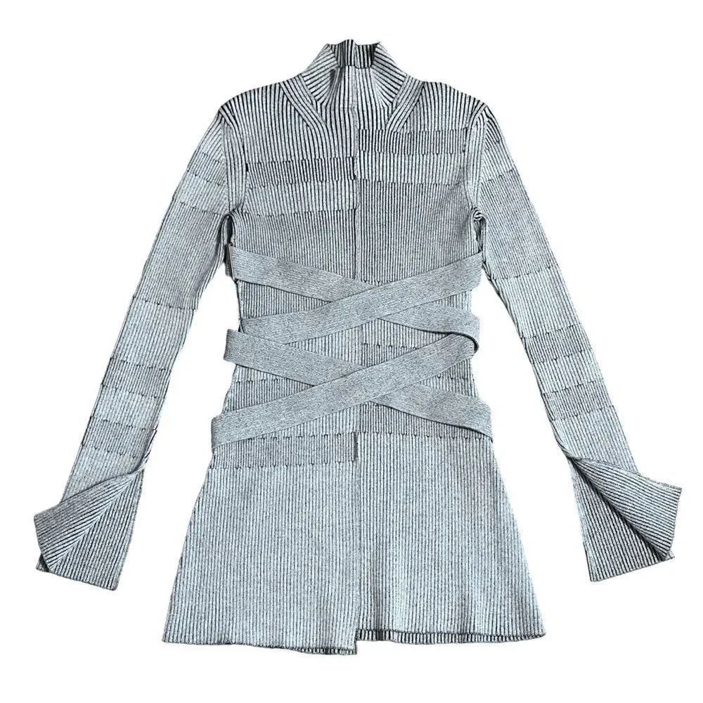 Proenza Schouler Crisscross Belt Knit Long Sleeve Bodycon dress Size XS